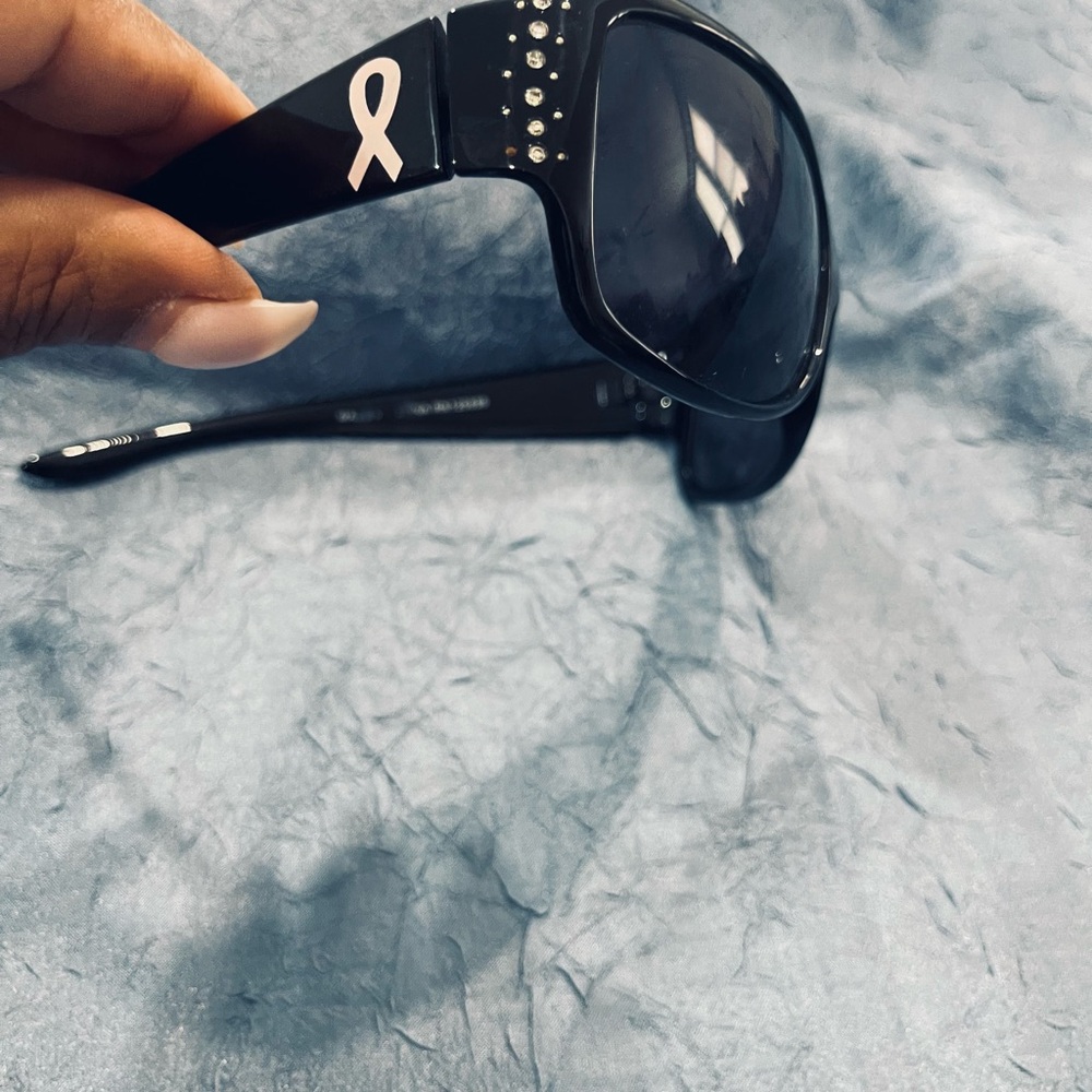 Black Sunglasses with Pink Ribbon Accent